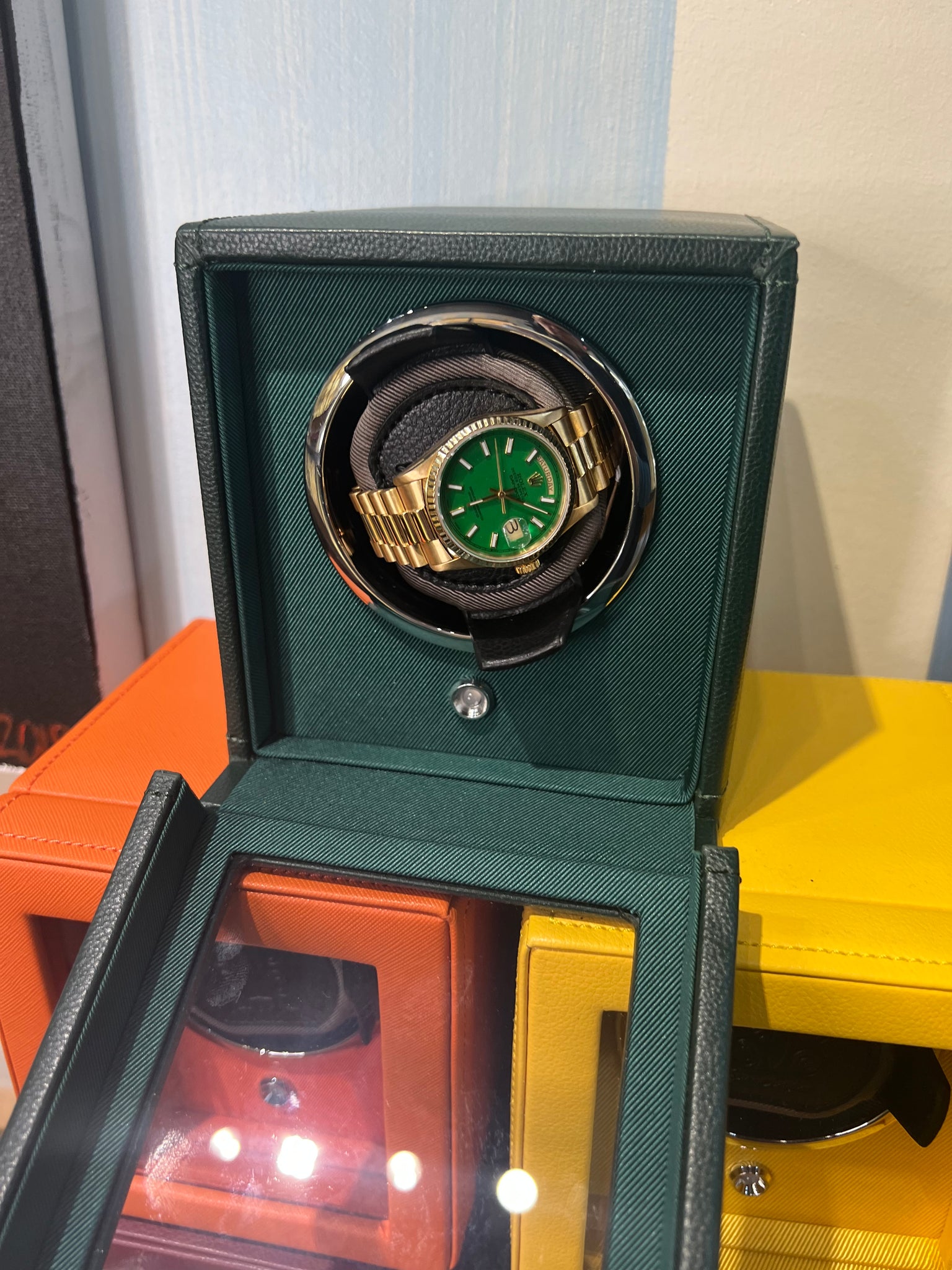 Small Watch Winder Cube British Racing Green