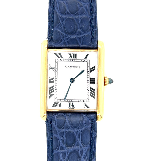 Rare 1970 Jumbo Cartier Paris 18kt Gold Tank Automatique