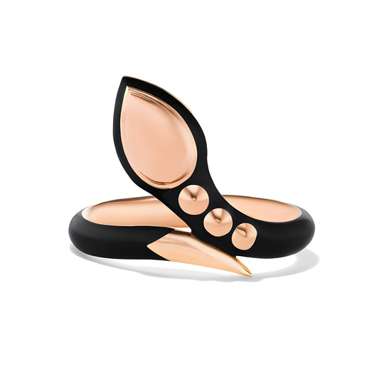 18kt Snake Ring Black Enamel