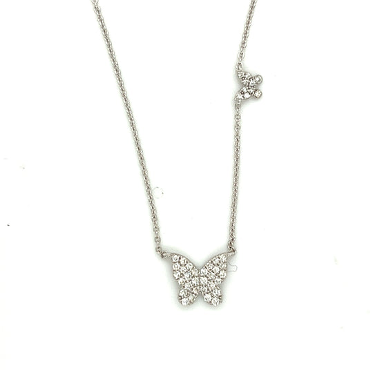 14kt Gold Dainty Double Butterfly Necklace