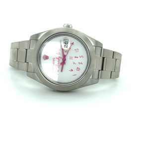 Exclusive 41mm Rolex Datejust "Who cares I'm already late" custom dial blue font