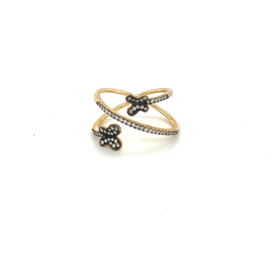 14kt Gold Dainty Double Butterfly Flexible Ring