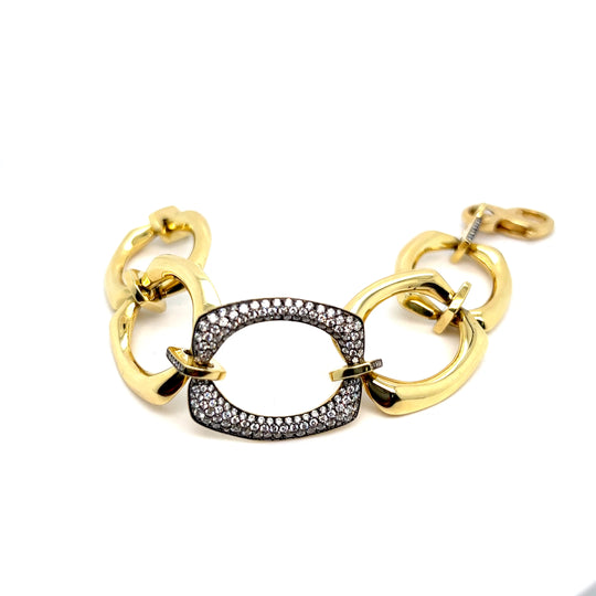 High Polish Large Mod Link Bracelet I Diamonds