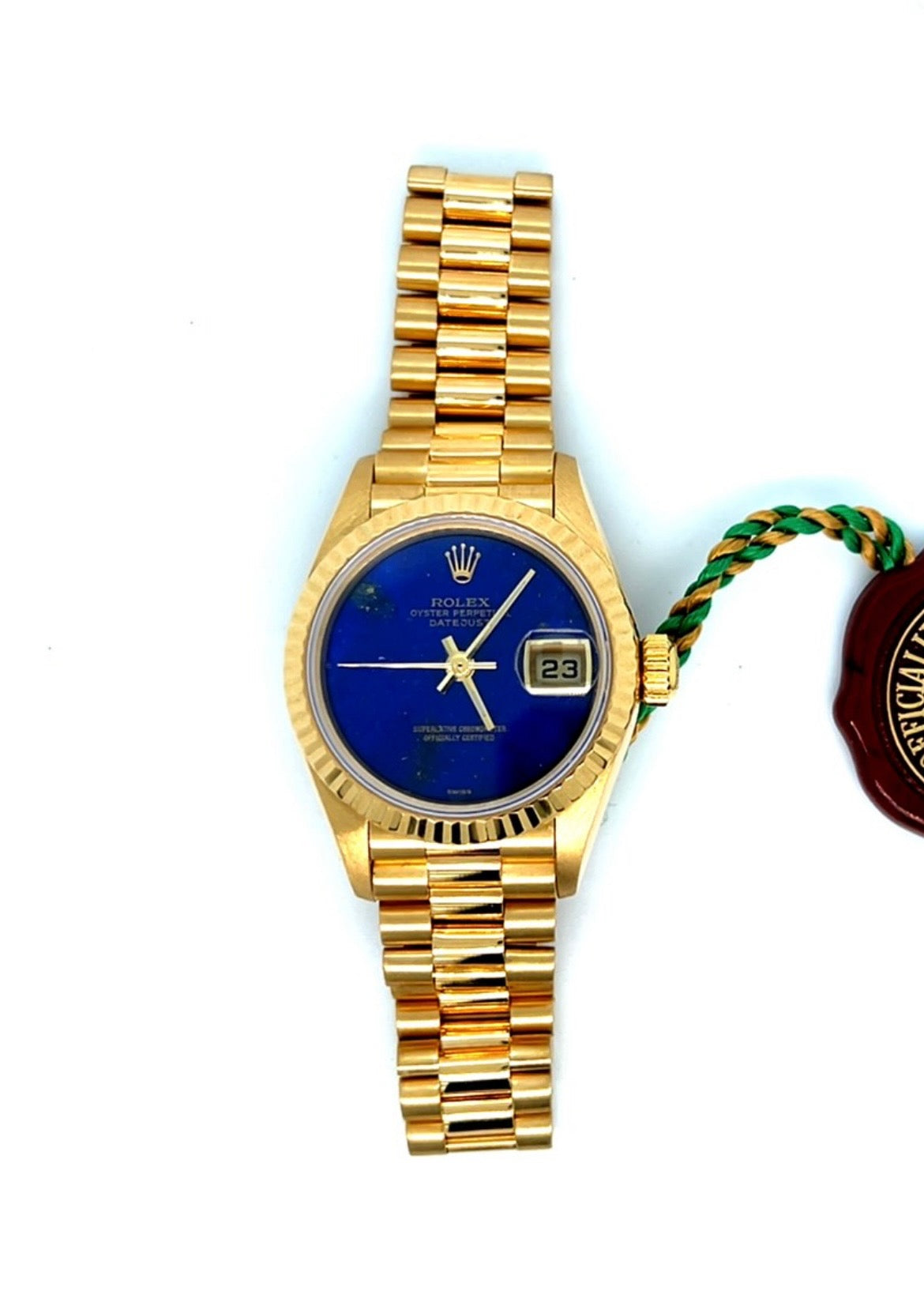 1997 Rolex Rare Lapis Factory Dial 18kt Gold Rolex Datejust Ref 69178 26mm