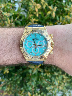 2001 Rolex Daytona Reference 116518 Custom Turquoise Dial and Rare Tahitian Birth Dial