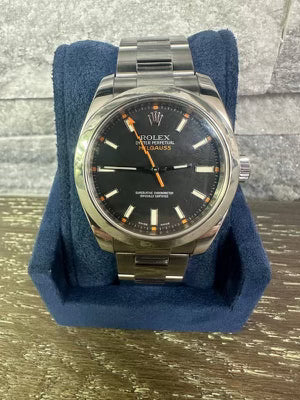 Exclusive 40mm Rolex Milgauss "Who cares I'm already late" custom dial blue font IV