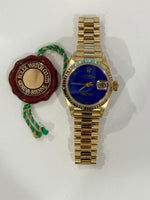 1997 Rolex Datejust 79178 'Ladies' 26mm Yellow Gold Rare Lapis Stone Dial Presidential