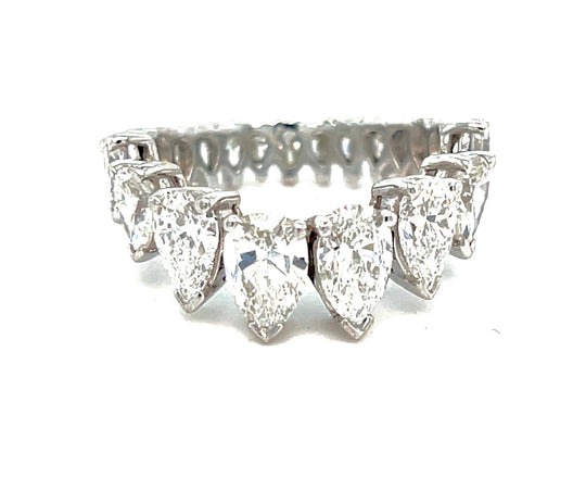 Platinum Pear Shape 4.50ct Diamond 'V' Shape Eternity Band
