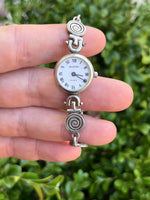 Glenn Bradford Sterling Silver White Dial Quartz Forever Swirl Bracelet Watch