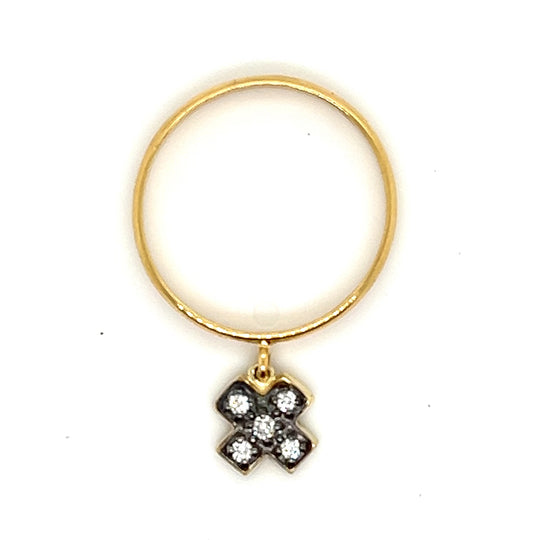 18kt Gold X Dangle Charm Ring