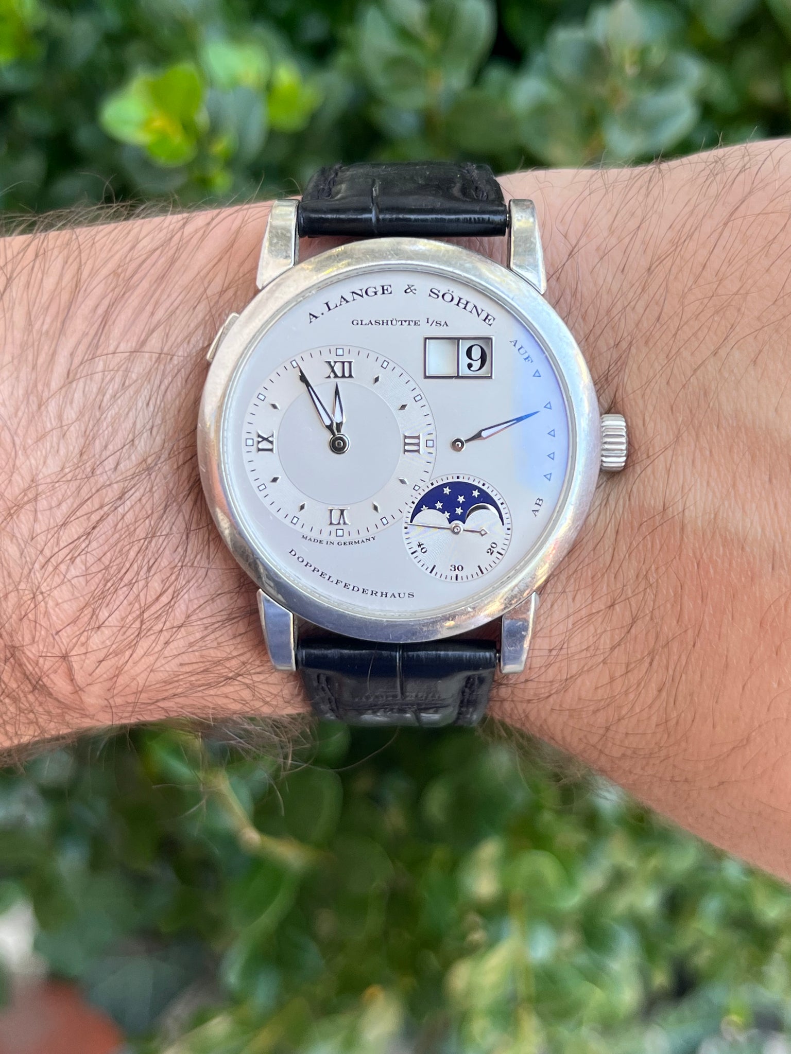 A. Lange & Söhne Lange 1 Moon Phase Reference 109.025 Platinum Silver Dial