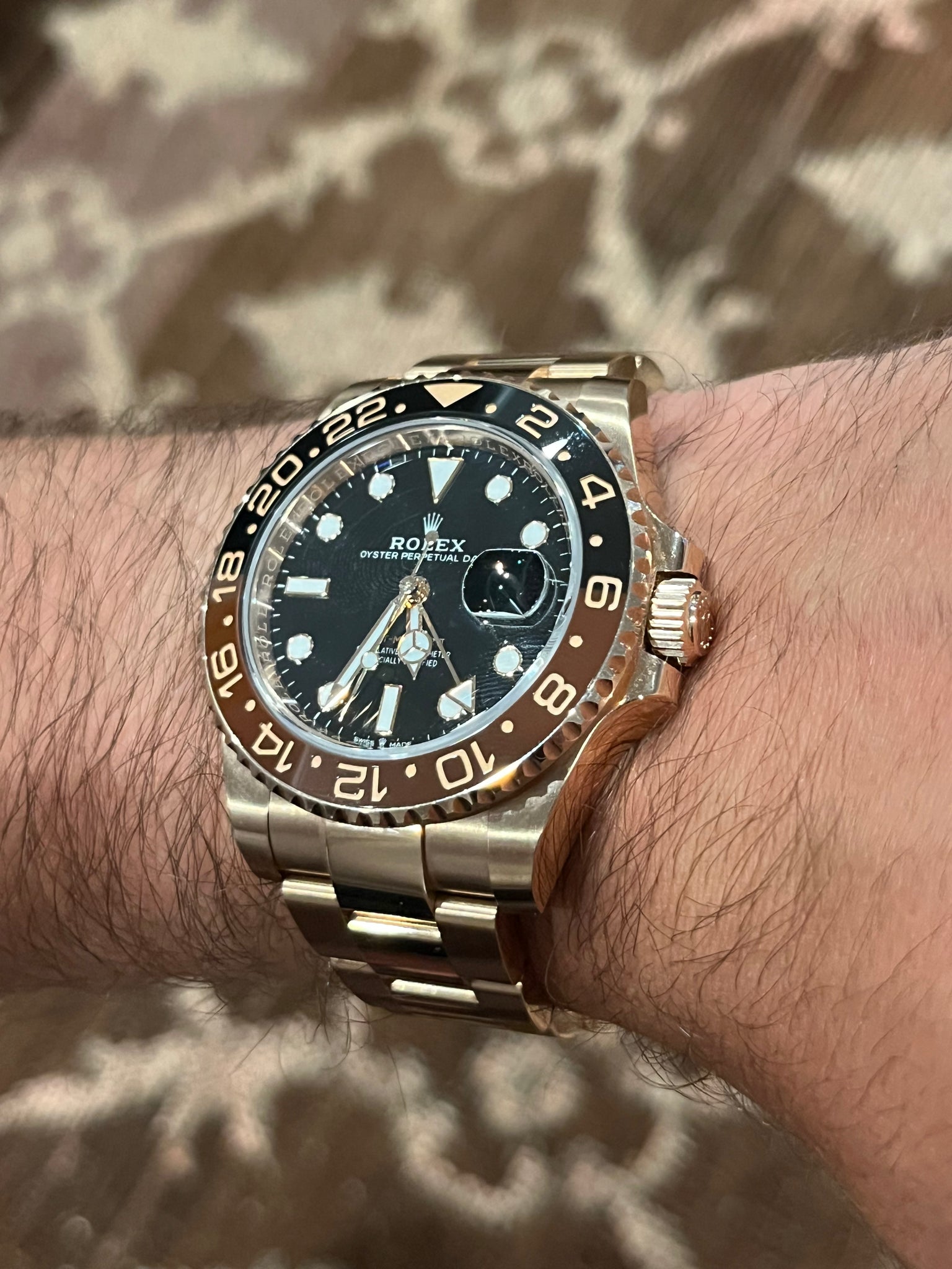 2019 Rolex GMT-Master II 126715CHNR Root Beer Rose Gold Black Dial