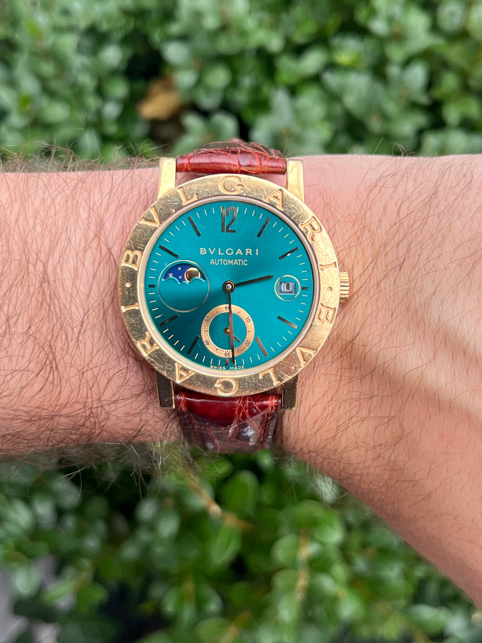 2000 Bulgari BB38 GLMP Yellow Gold Blue Dial Automatic Moon Phase
