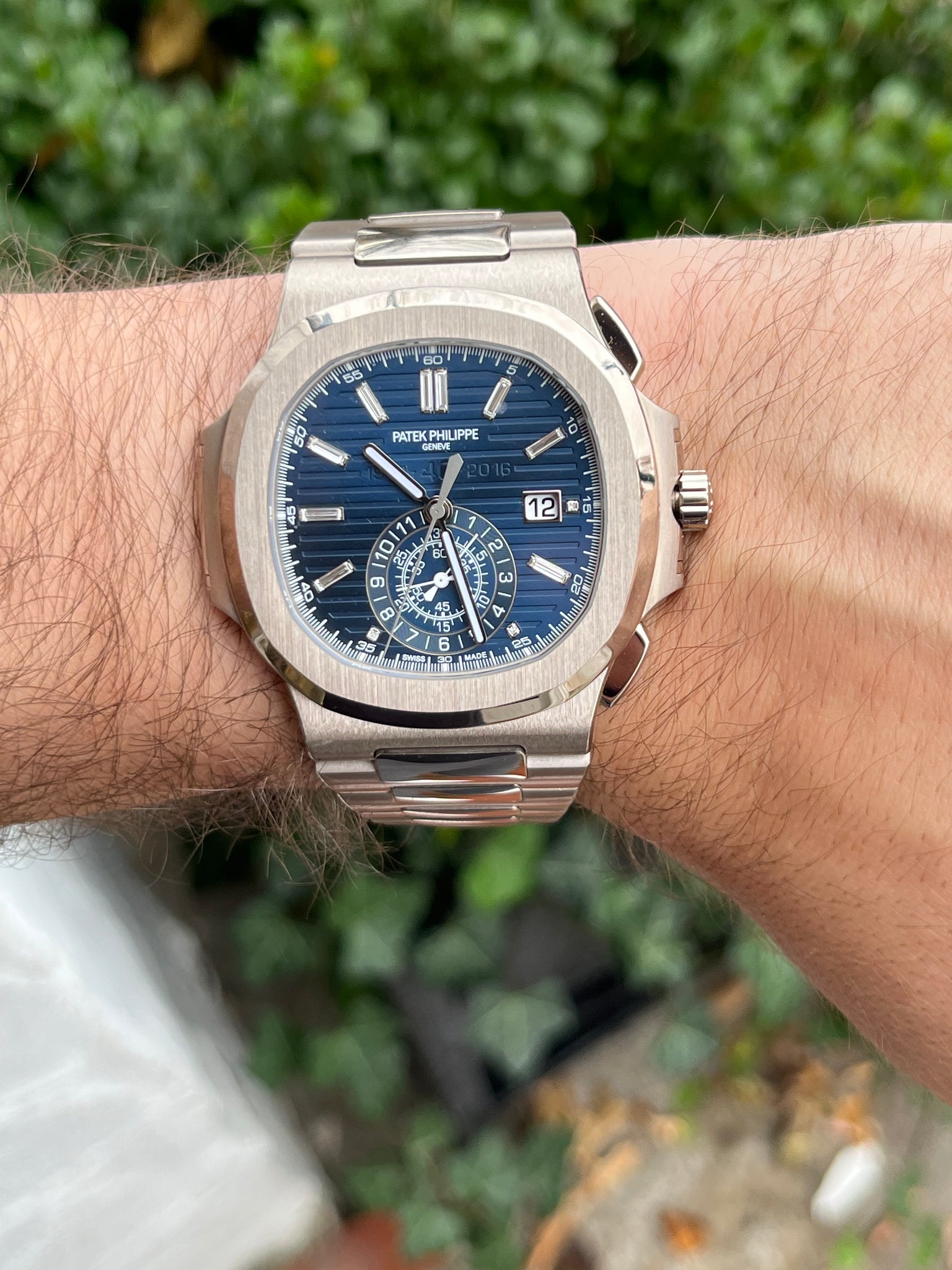 Patek Philippe Nautilus Reference 5976/1G-001 "40th Anniversary" White Gold Blue Diamond Baguette Dial Limited Edition