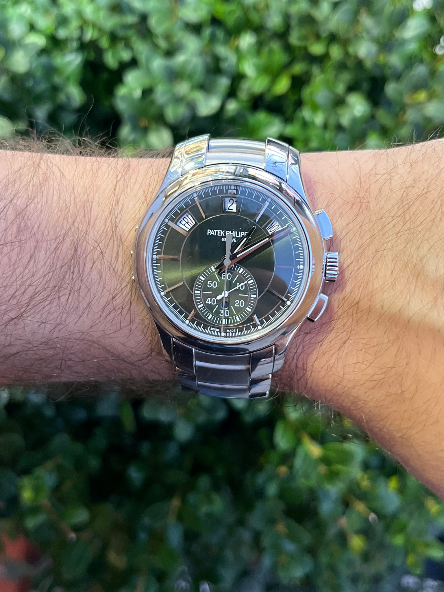 2024 Patek Philippe Complications 5905/1A-001 Annual Calendar Flyback Chronograph Stainless Steel Green Dial