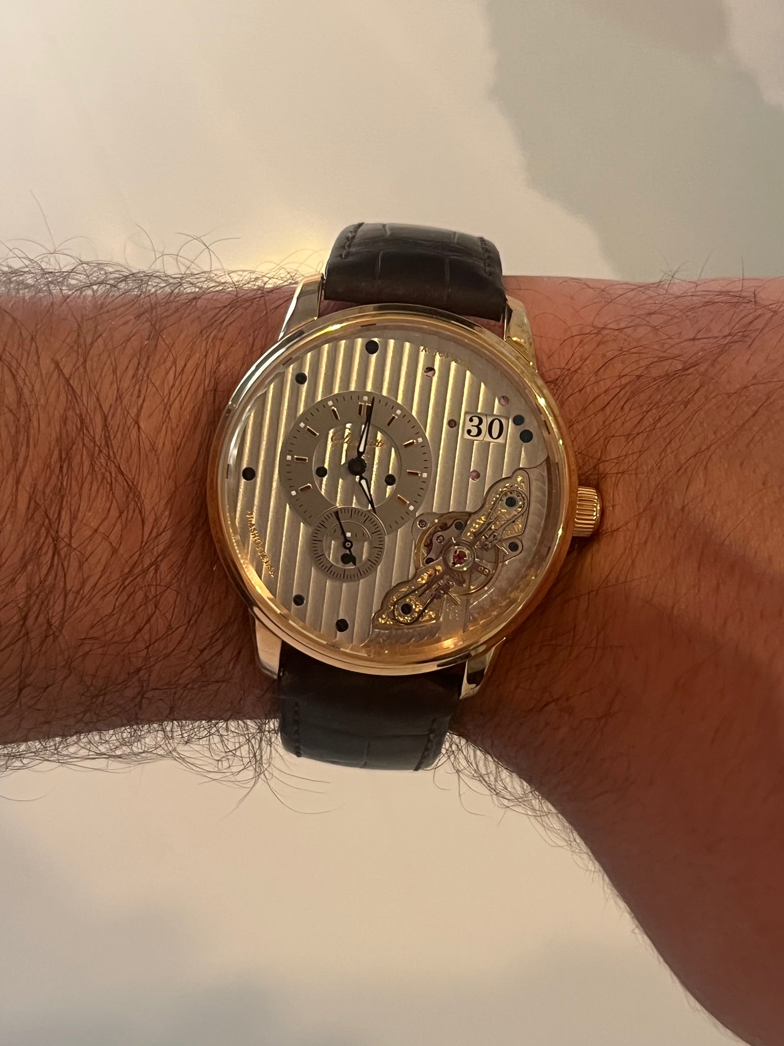 Glashütte Original GO PanoMaticInverse Date Rose Gold Silver Dial