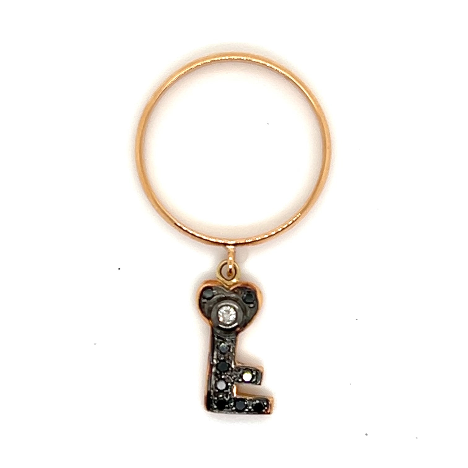 18kt Rose Gold Key To My Heart Dangle Charm Ring