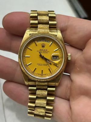 1979 Rolex Day Date Black Stella with Second Custom Yellow Dial