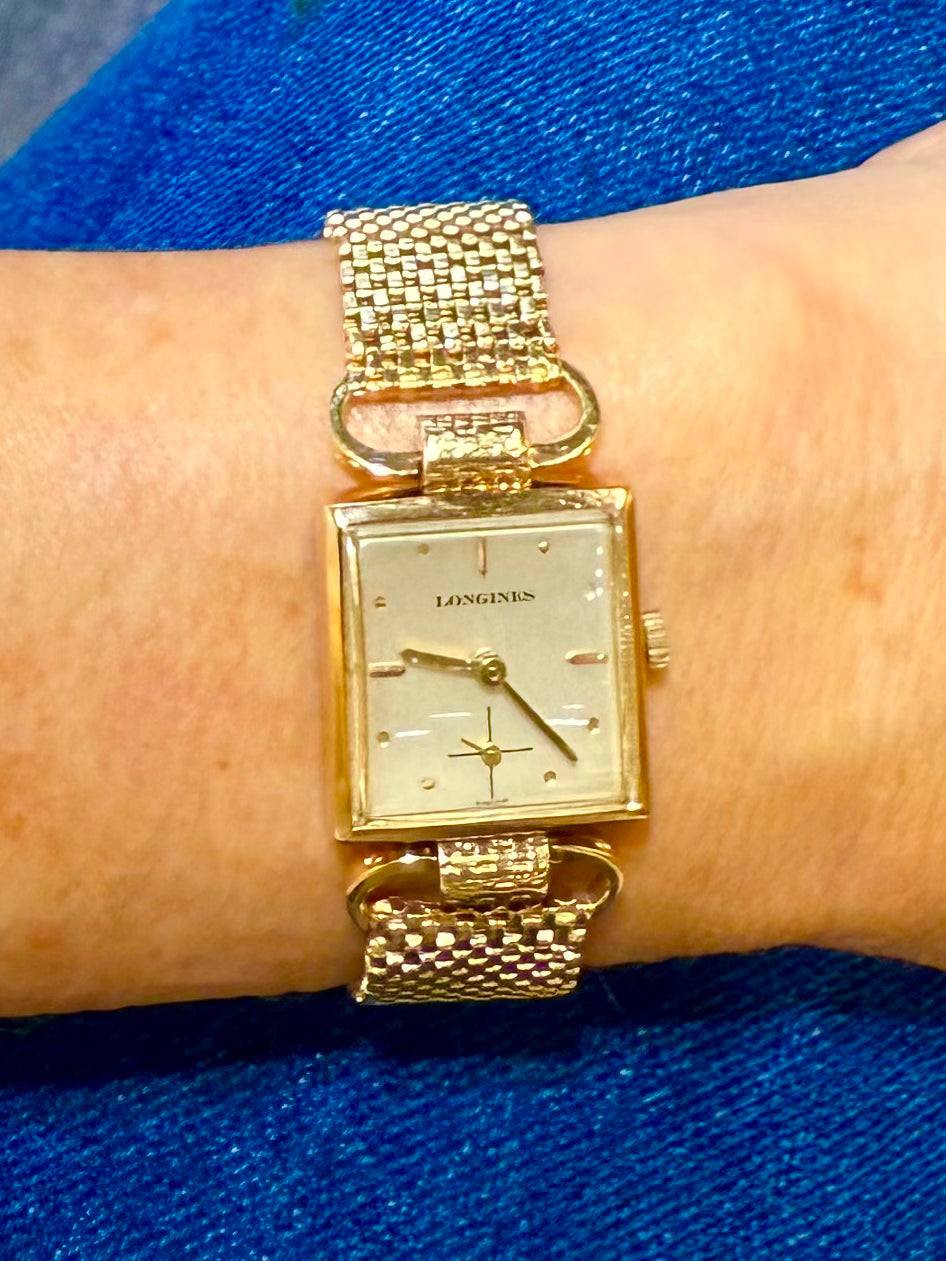 1940's Longines Mini Square Watch 14kt Yellow Gold