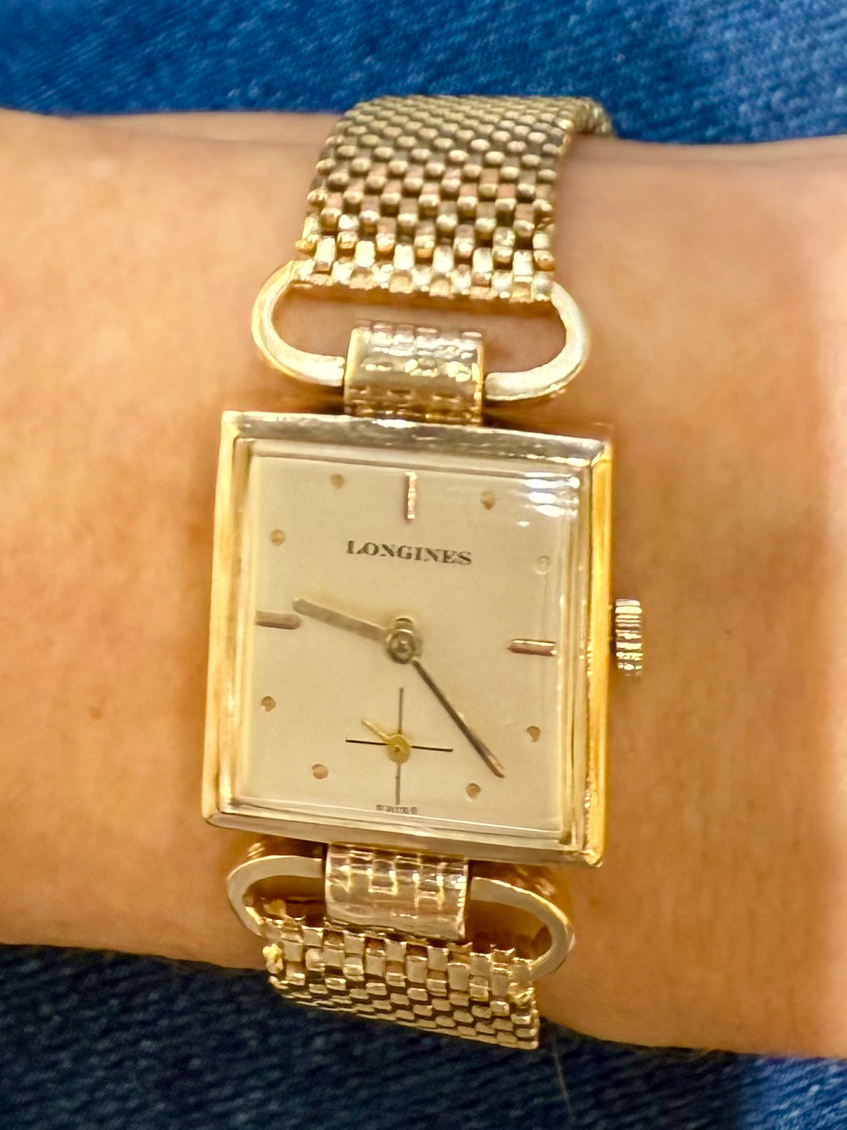 1940's Longines Mini Square Watch 14kt Yellow Gold