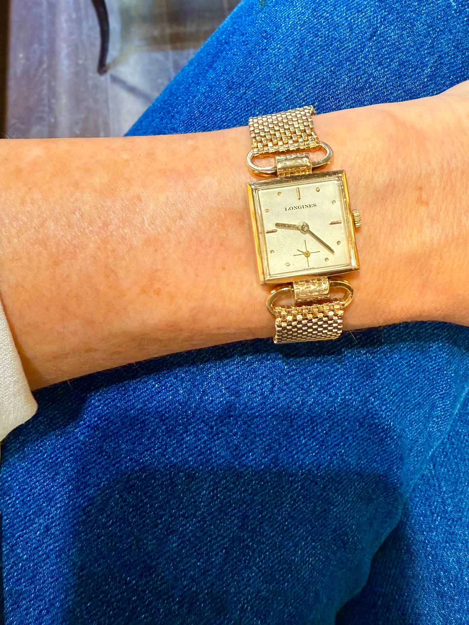 1940's Longines Mini Square Watch 14kt Yellow Gold