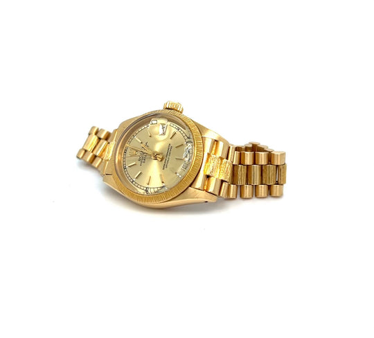 1985 Rare 18kt Gold Rolex 26mm Datejust Bark Finish Ref 69278
