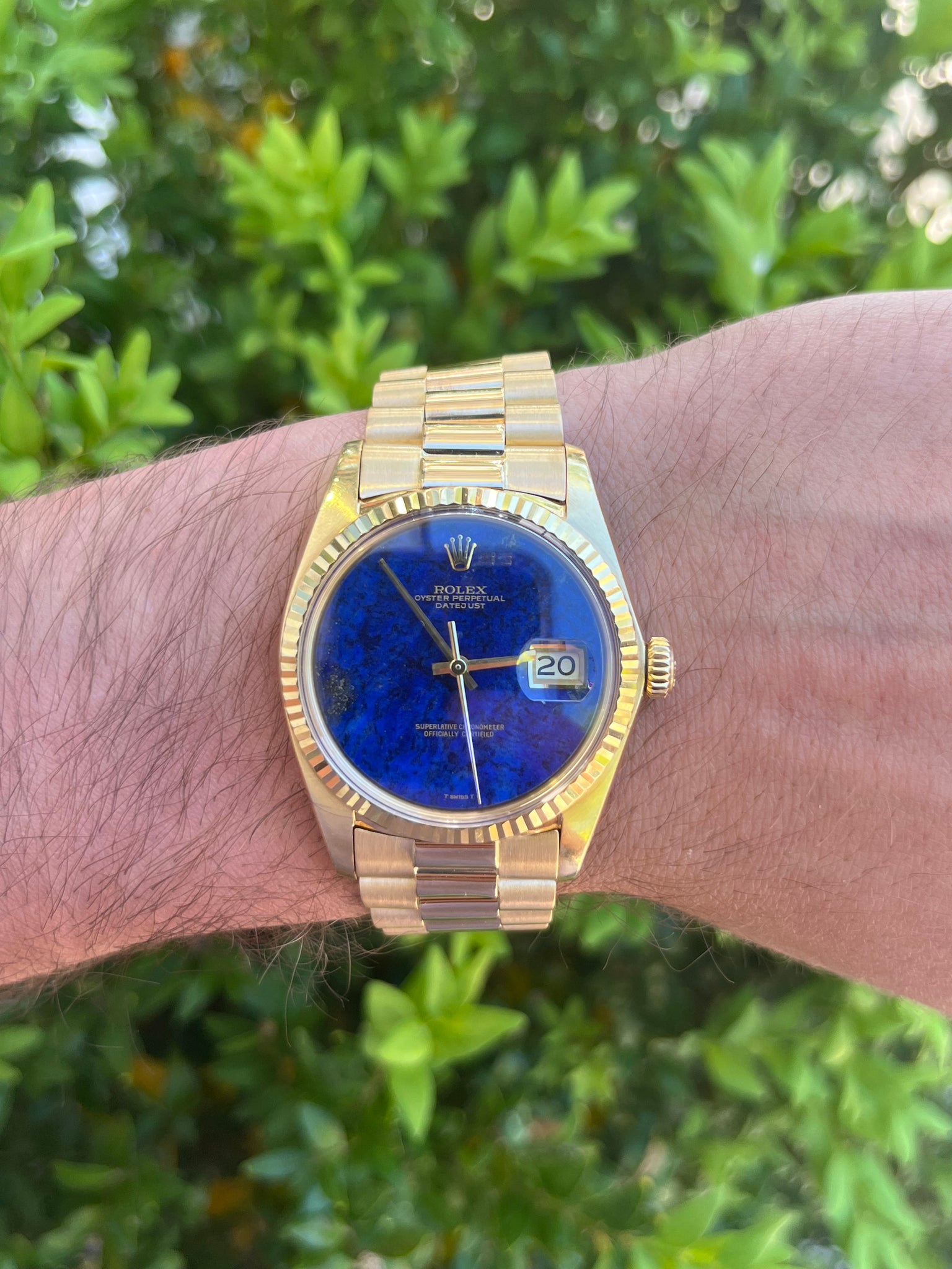 1976 Rare Lapis Dial 18kt Gold Rolex 36mm Datejust Ref 1601