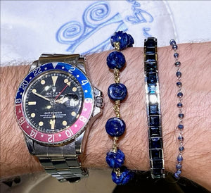 Platinum Tennis Bracelet with Blue Sapphires