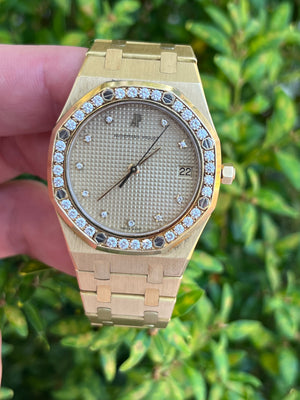 1980s 18kt Yellow Gold AP Royal Oak 36mm Factory Diamonds