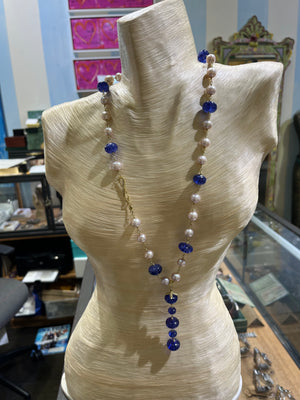 18kt Gold Tanzanite Pearl Necklace