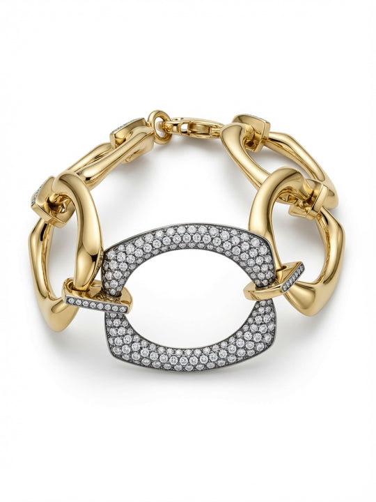 High Polish Large Mod Link Bracelet I Diamonds