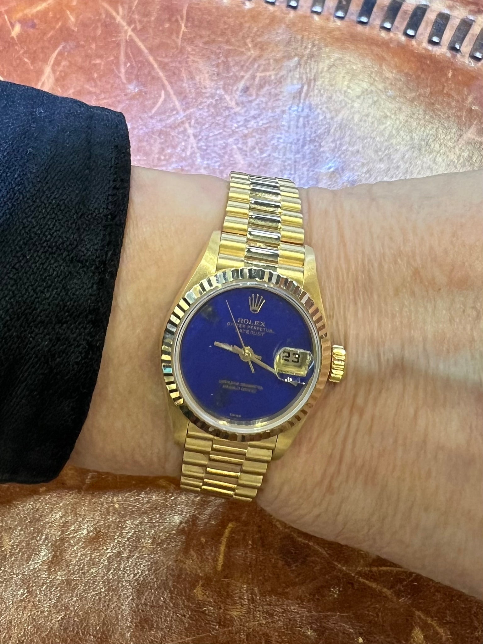 1997 Rolex Rare Lapis Factory Dial 18kt Gold Rolex Datejust Ref 69178 26mm