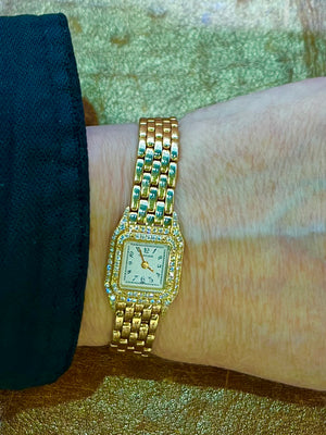 1980s Cartier 18kt Yellow Gold Mini Panthere’ Factory Diamonds