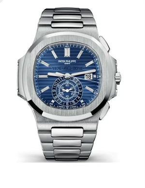 NOS Patek Philippe Nautilus Chronograph White Gold Blue Diamond Dial Limited Edition Ref 5976/1G-001 40th Anniversary