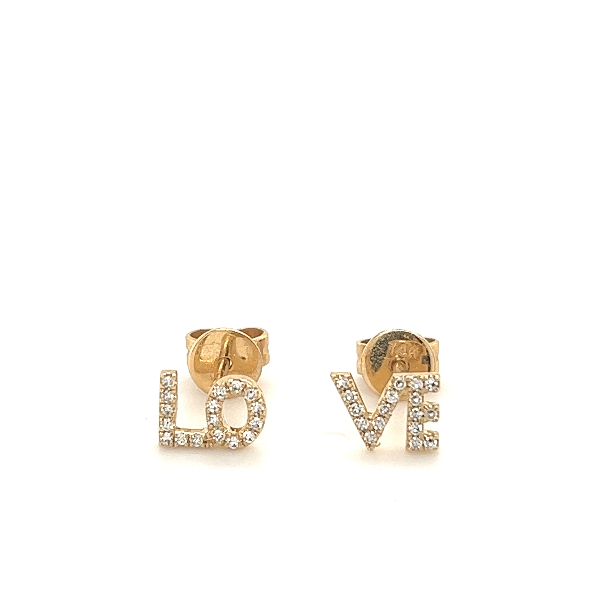 'Lo-ve Stud' 14kt Yellow Gold with Diamonds