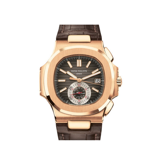2019 Patek Philippe Nautilus Reference 5980R-001 Flyback Chronograph Date Rose Gold Black Brown Dial