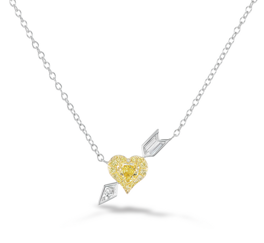 Yellow Heart and Arrow Pendant Necklace