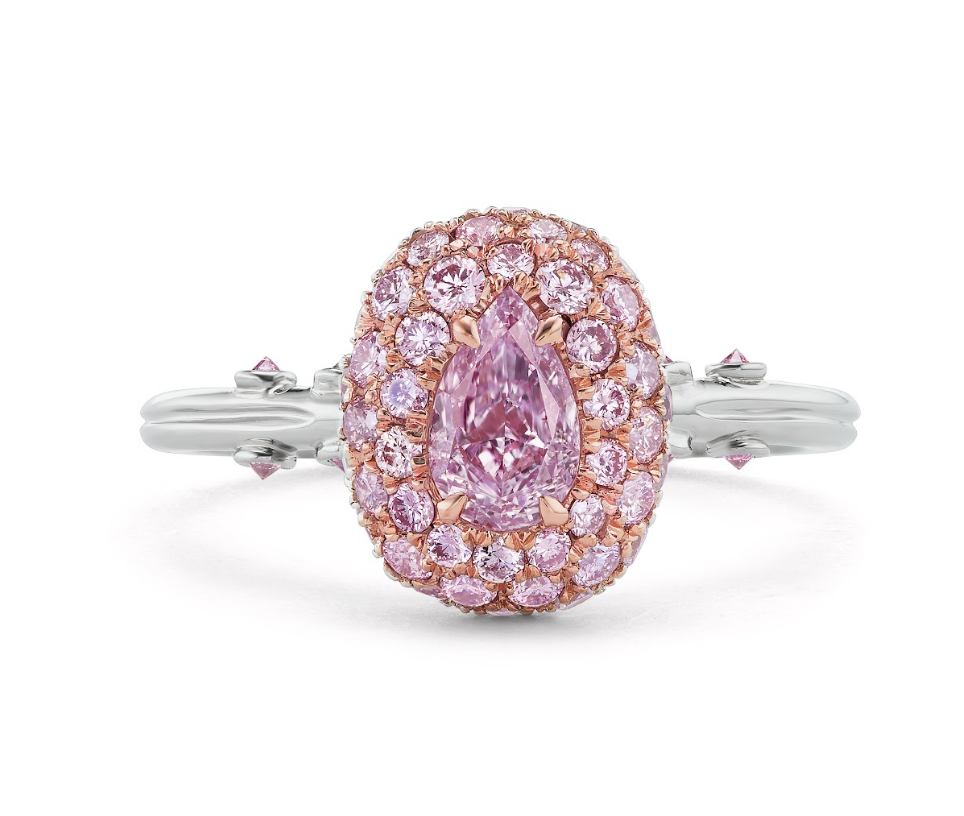 Pink Diamond and Platinum/18kt Rose Gold Ring