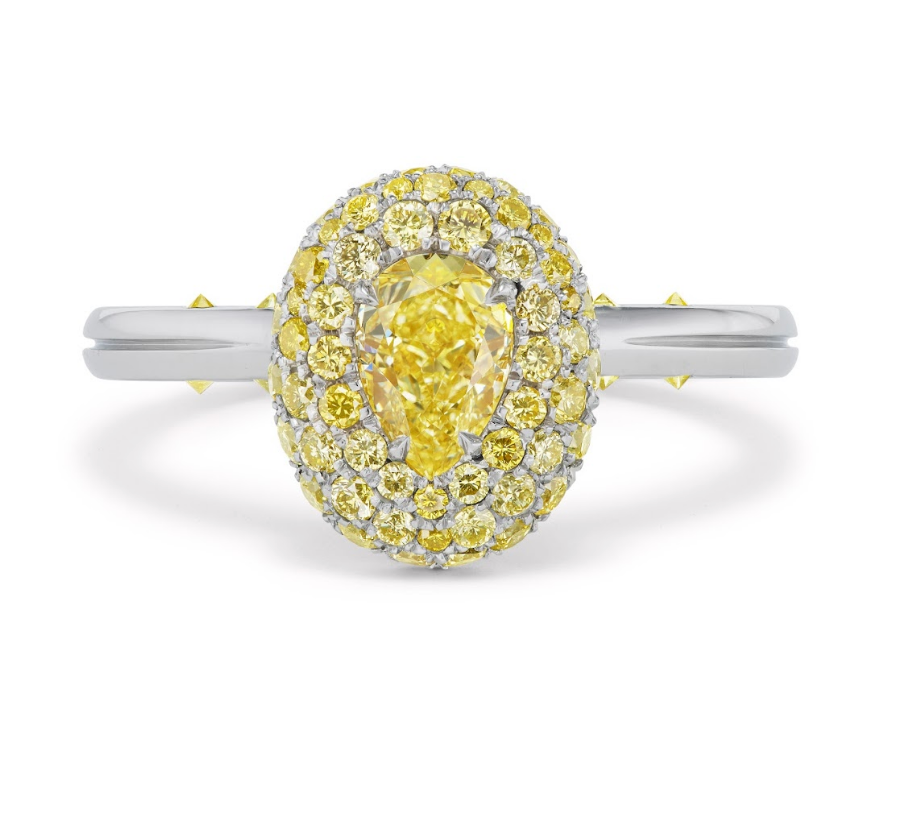 Yellow Diamond and Platinum/18kt Yellow Gold Ring