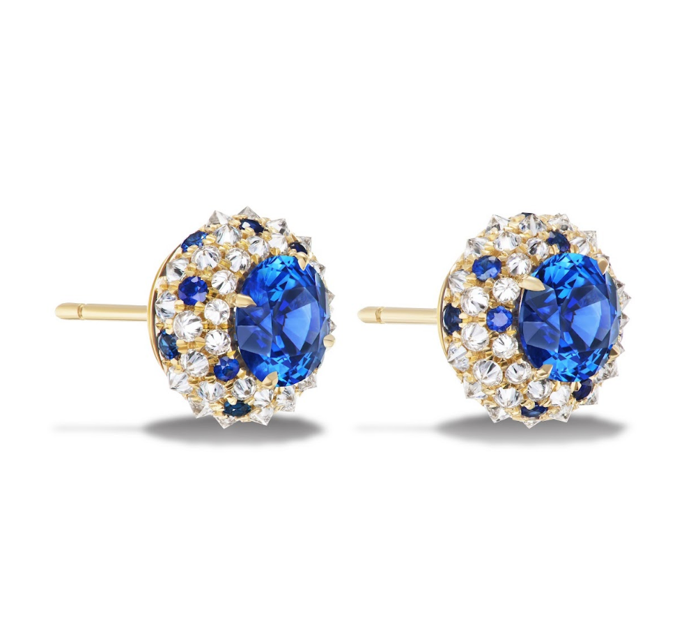 Sapphire Diamond 18kt Gold Studs