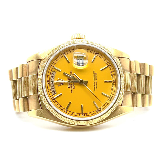 1979 Rolex Day Date Black Stella with Second Custom Yellow Dial