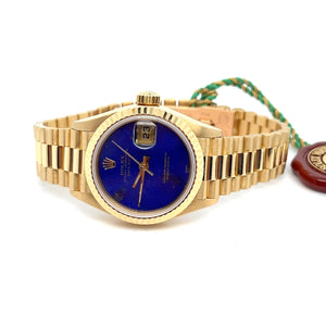 1997 Rolex Rare Lapis Factory Dial 18kt Gold Rolex Datejust Ref 69178 26mm