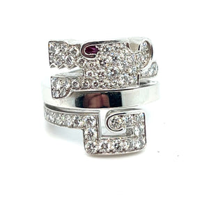 Cartier Le Balser Du Dragon 18kt White Gold Diamond and Ruby Ring