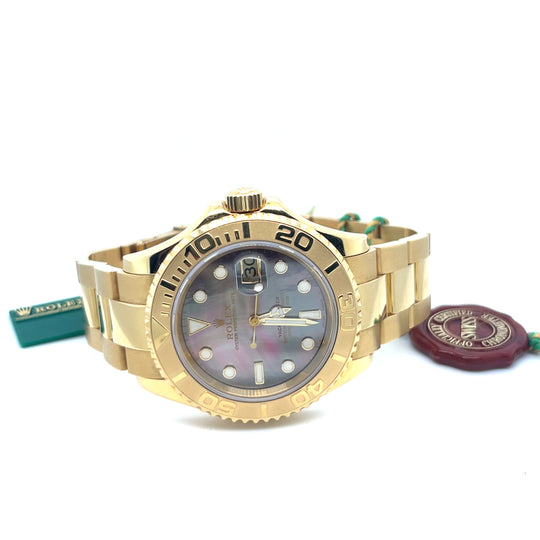 NOS 2003 Rolex Yacht-Master 40 Reference 166288 Yellow Gold Tahitian Mother of Pearl Dial