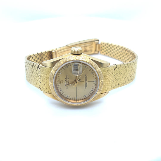 Rolex Datejust Reference 69008 Zephyr Dial Florentine Finish 18kt Yellow Gold