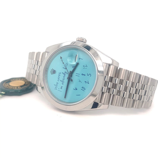 Rolex Datejust 41 ref 126300 Who Care's I'm Already Late Turquoise Jubilee
