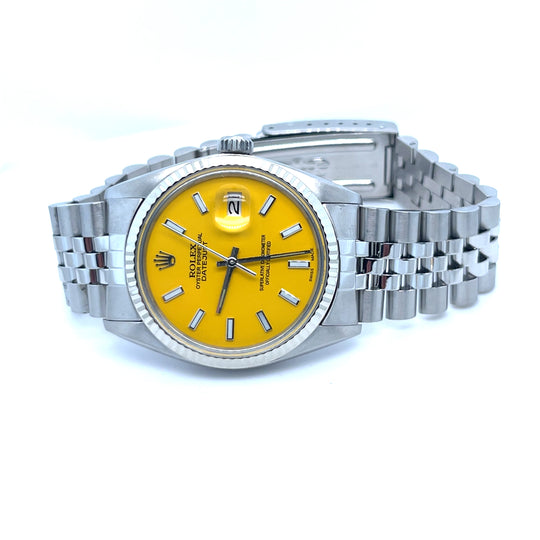 1979 Rolex Datejust Reference 16014 Stainless Steel Yellow Dial