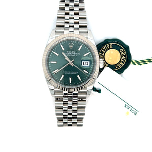 2022 Rolex Datejust Reference 126234 Stainless Steel Mint Green Dial