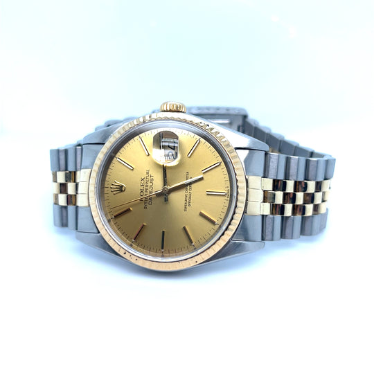 1983 Rolex Datejust 16013 Yellow Gold Stainless Steel Champagne Dial Jubilee
