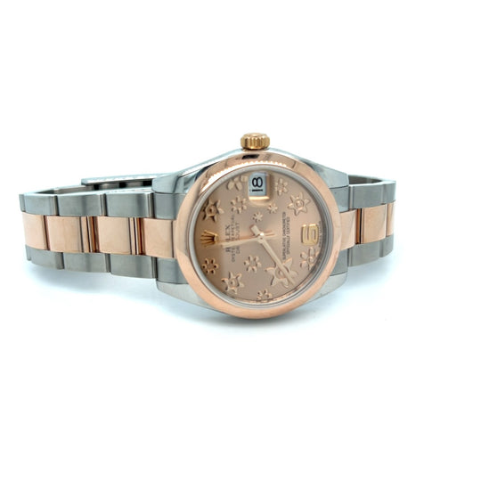 31mm Rolex Datejust Reference 178241 Stainless Steel Yellow Gold Rare Floral Dial